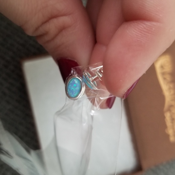 Inspiranza Blue Opal and Sterling Silver Earrings - Picture 4 of 4